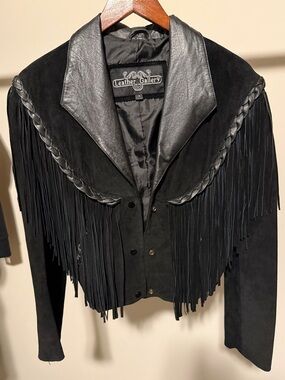 Women's Black Fringe Suede Jacket